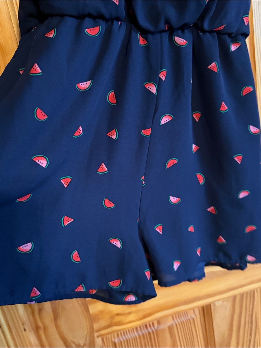 AS U WISH Womens Juicy Watermelon Romper, Large-Navy - Picture 6 of 8